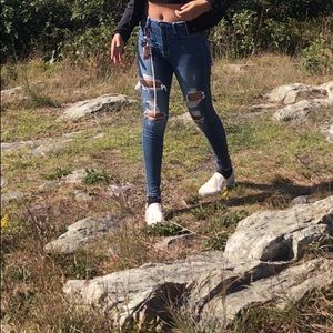 Ultra high rise Hollister ripped jeans